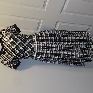 W By Worth Plaid Fit and Flare Midi Dress Size 2 Lace Semi Sheer